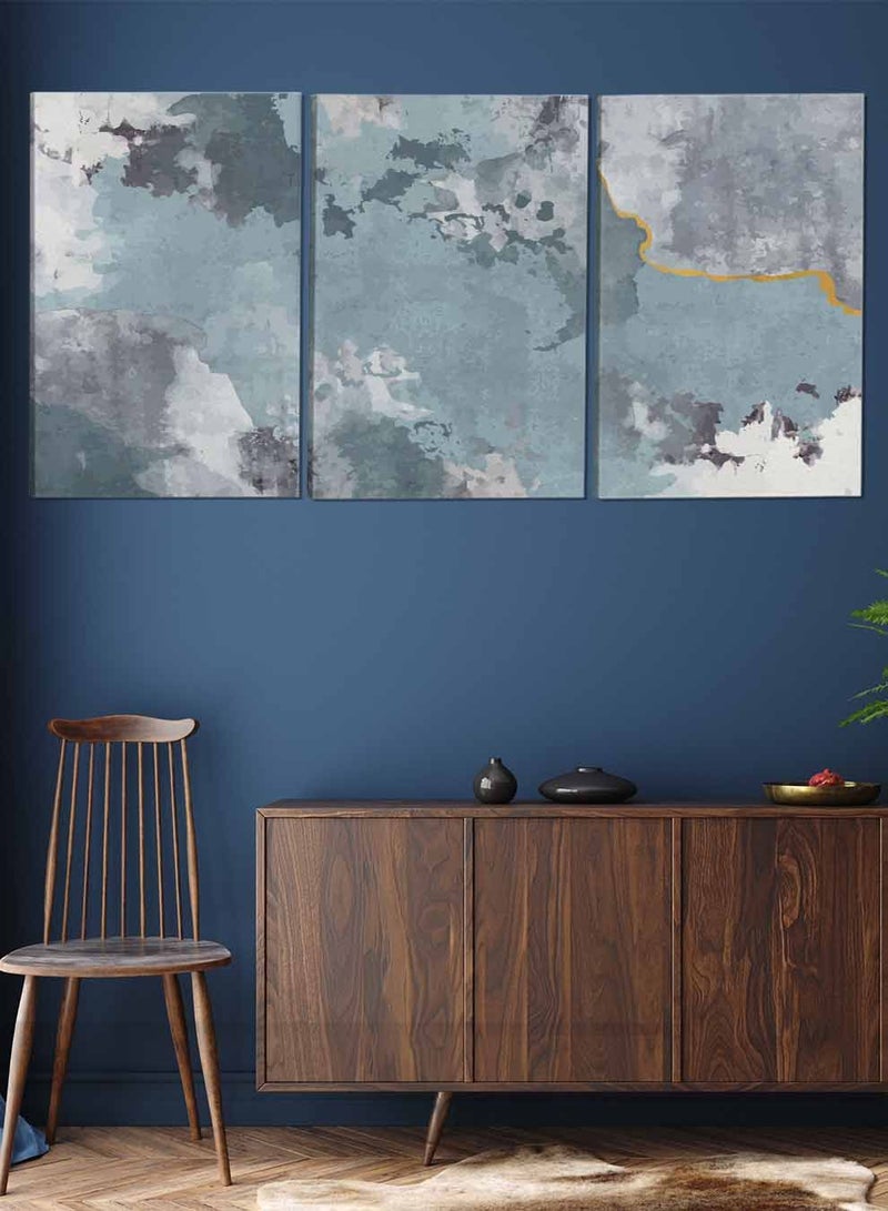 LOWHA Set Of 3 Framed Canvas Wall Arts Stretched Over Wooden Frame Inkwork Abstract Paintings For Home Living Room Office Decor - Image 2