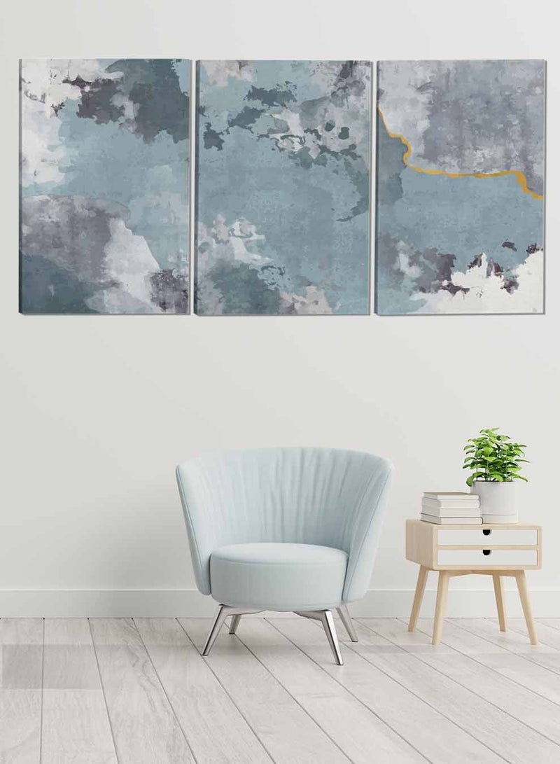 LOWHA Set Of 3 Framed Canvas Wall Arts Stretched Over Wooden Frame Inkwork Abstract Paintings For Home Living Room Office Decor - Image 1