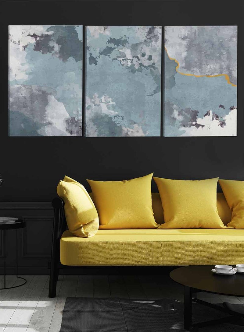 LOWHA Set Of 3 Framed Canvas Wall Arts Stretched Over Wooden Frame Inkwork Abstract Paintings For Home Living Room Office Decor - Image 3