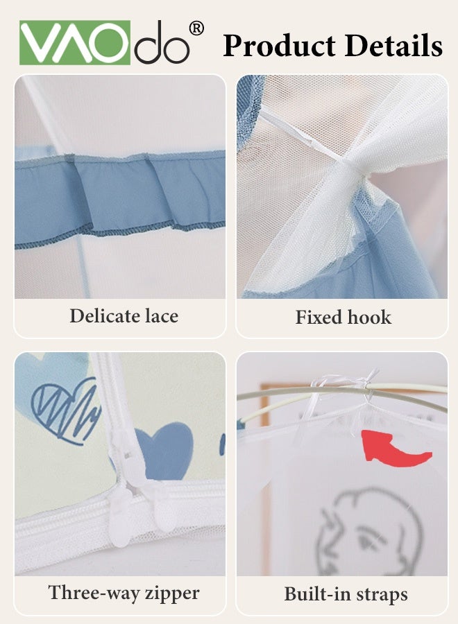 Mosquito Net for Bed, Super Large Space Double Door Tent, Freestand Bed, Super High Elasticity, Baby Fall Prevention Mosquito Met for Baby Adults Trip Mosquito Netting 2*2.2M