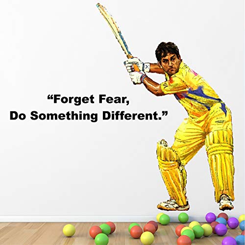 StickMe 'M S Dhoni - Cricket - Office - Sports - Inspirational - Motivational - Quotes - Wall Sticker ' -SM460 (Multi Colour, Vinyl - 110cm X 100 cm) - Image 1
