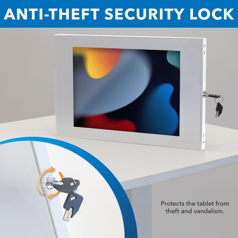 Mount-It! Anti-Theft iPad Kiosk Wall Mount, Lockable Low-Profile Steel Enclosure Compatible with iPad Gen 7â€“11 (A16), Pro & Air, 75x75 VESA Flush Tablet Mount, White - Image 4