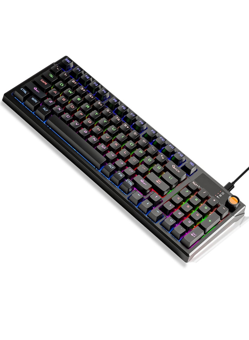 INFOSUN 95-Key Wired Mechanical Keyboard, Mechanical Blue Switch Hybrid Light Compact Mini Wired Keyboard for PC, Mac E-sports Portable Gaming Keyboard - Black  - Image 2