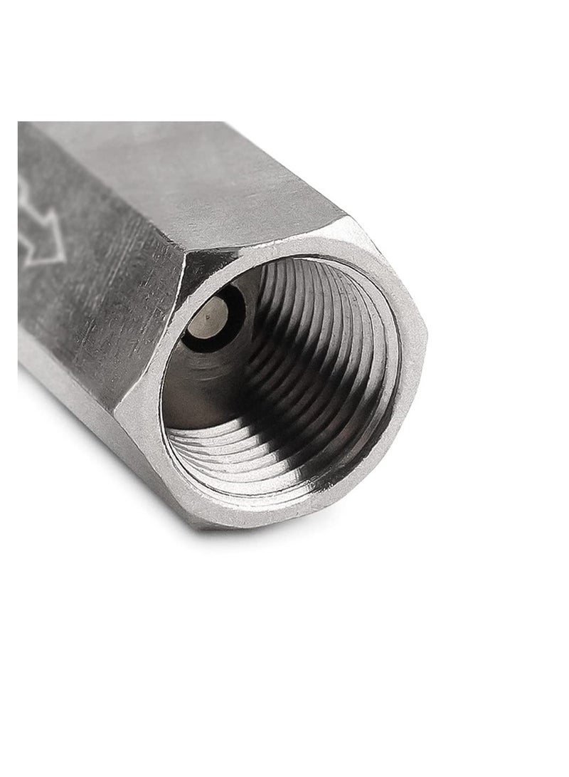 SYOSI 2 Pcs Air Check Valve G1/4 Inch Female Threaded Full Ports One Way Silver Water Brass Non-Return Check Valve - Image 4