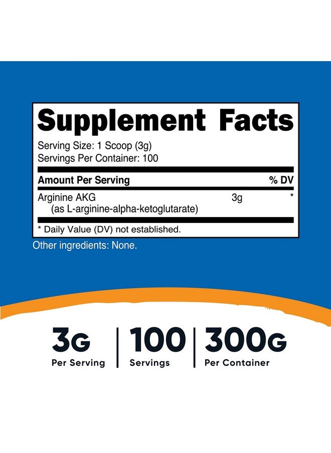 Nutricost - Arginine Akg Powder 300 Grams (Aakg) 3G Per Serving & 100 Servings Pure Arginine Alpha Ketoglutarate - Image 1