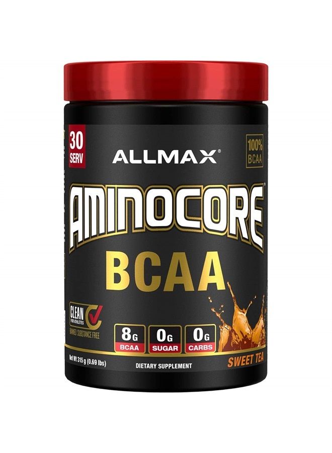 AllMax Nutrition AMINOCORE BCAA Powder, 8.18 Grams of Amino Acids, Intra and Post Workout Recovery Drink, Gluten Free (Sweet Tea, 315 Grams)  - Image 1