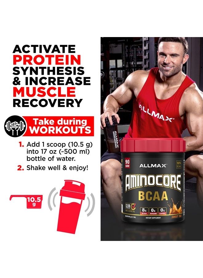AllMax Nutrition AMINOCORE BCAA Powder, 8.18 Grams of Amino Acids, Intra and Post Workout Recovery Drink, Gluten Free (Sweet Tea, 315 Grams)  - Image 5