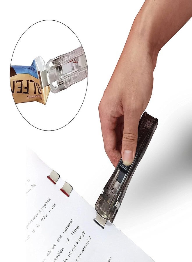 MAXXLITE 2 Pack Portable Handheld Paper Clam Clip Dispenser Large Size with 50 Stainless Steel Metal Refill Clips,Fast Paper Clipper for Desk Document Office Home School - Image 2