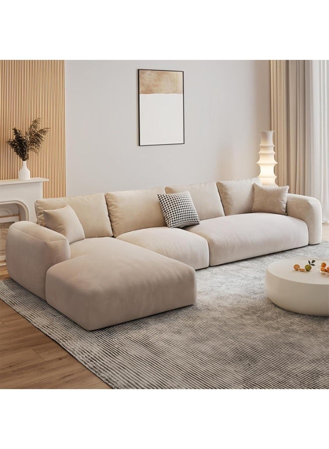 Al Zakharef Furniture Arianna Fleece Fabric Multifunction Sofa Set – Overstuffed 5-Seater Corner Sectional with Adjustable Armrests, Solid Wood Frame & Extra Padded Comfort (Beige) - Image 1