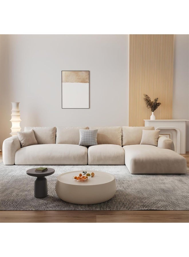 Al Zakharef Furniture Arianna Fleece Fabric Multifunction Sofa Set – Overstuffed 5-Seater Corner Sectional with Adjustable Armrests, Solid Wood Frame & Extra Padded Comfort (Beige) - Image 2