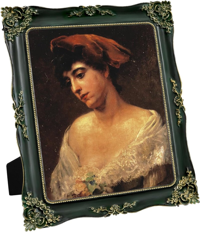 FJXMFRAME Green Picture Frame 8x10 Vintage Picture Frames Antique Ornate Baroque Victorian Handcrafted for Wall or Tabletop Display, Fits 8x10 or 5x7 Photo with Mat - Image 1