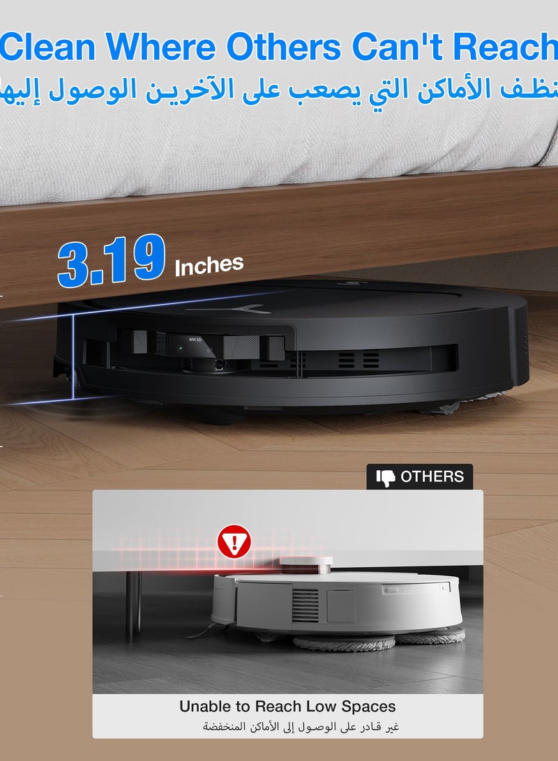 ECOVACS DEEBOT T50S OMNI Robot Vacuum and Mop, 8.1 cm Ultra-Slim Frame, 25,000Pa Suction, ZeroTangle Technology 3.0, Auto Mop Wash & Dry, TrueDetect 3D, Black 4 L 35 W DEEBOT T50S OMNI Black-Gray - Image 4