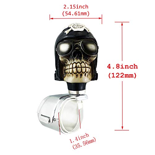 Abfer Skull Steering Wheel Knob Cool Style Car Turning Power Assist Helper Spinner Knobs for Most Vehicles Trucks (Black) - Image 2