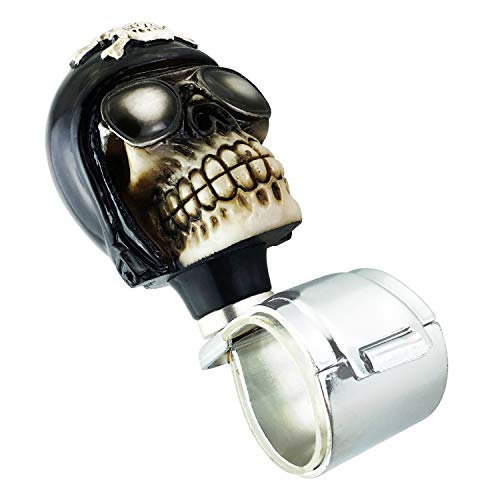 Abfer Skull Steering Wheel Knob Cool Style Car Turning Power Assist Helper Spinner Knobs for Most Vehicles Trucks (Black) - Image 1
