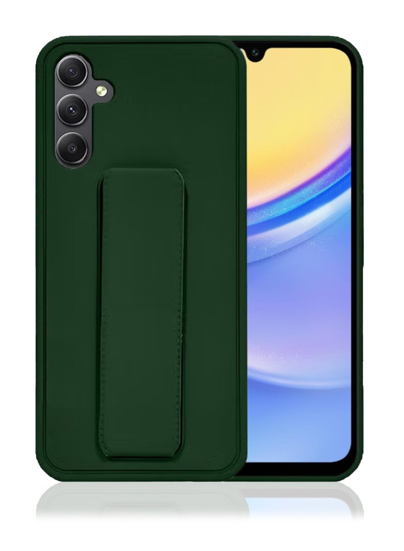 For Samsung Galaxy A15 4G/5G Hard Silicone Protection Case Cover With Magnetic Hand Grip Holder And Kickstand Green  - Image 1