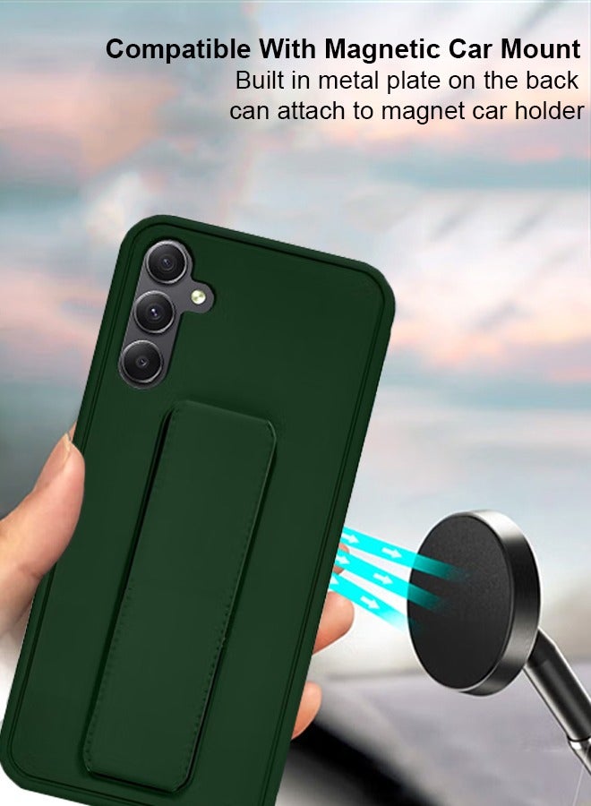 For Samsung Galaxy A15 4G/5G Hard Silicone Protection Case Cover With Magnetic Hand Grip Holder And Kickstand Green  - Image 2