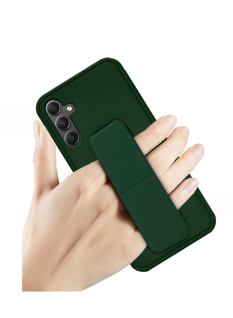 For Samsung Galaxy A15 4G/5G Hard Silicone Protection Case Cover With Magnetic Hand Grip Holder And Kickstand Green  - Image 5