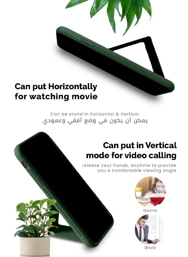For Samsung Galaxy A15 4G/5G Hard Silicone Protection Case Cover With Magnetic Hand Grip Holder And Kickstand Green  - Image 4