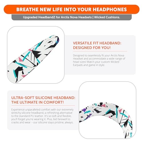 WC HeadbandZ Arctis Nova - Upgraded Silicone Headband for Arctis Nova Headsets by Wicked Cushions - Enhanced Flexibility, Comfort, and Style with Matching Earpad Designs| 90's White - Image 3