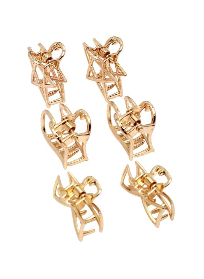 fabula Jewellery Combo of 6 Mini Hair Claw - Gold Tone - Star, Heart Shape - For Women & Girls Stylish Latest (MUH191_Z2)- For Women & Girls Stylish Latest - Image 4