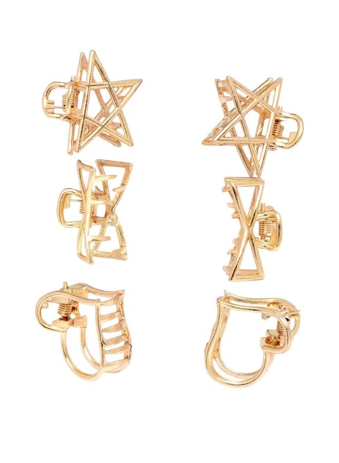 fabula Jewellery Combo of 6 Mini Hair Claw - Gold Tone - Star, Heart Shape - For Women & Girls Stylish Latest (MUH191_Z2)- For Women & Girls Stylish Latest - Image 5