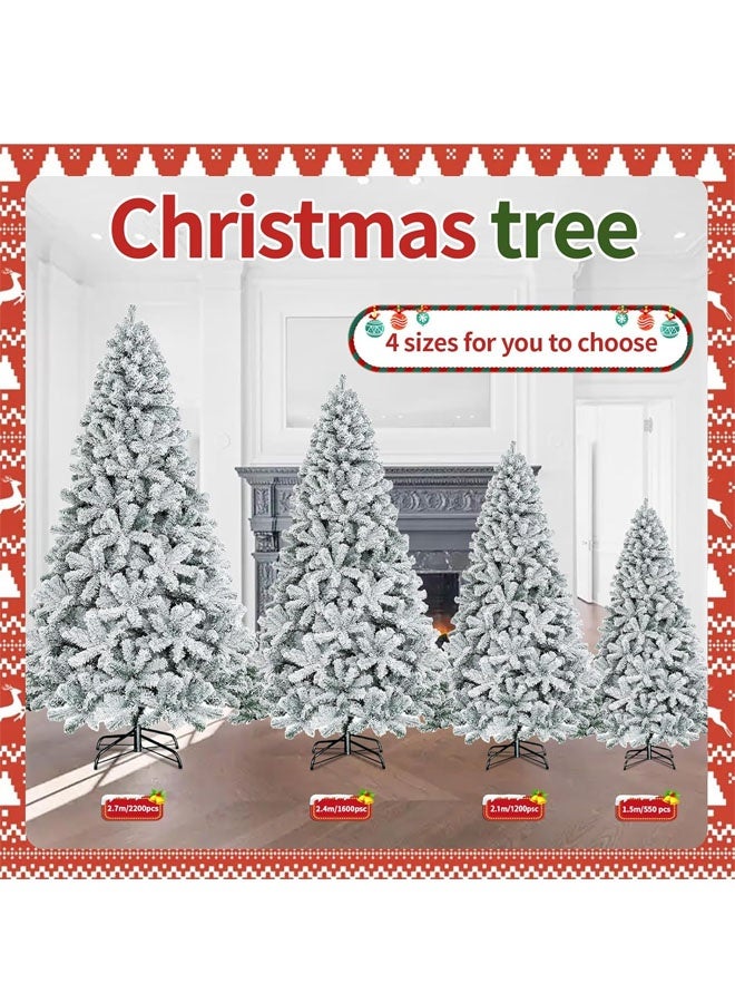 Beauenty 8FT Snow Flocked Christmas Tree,White Christmas Tree with 1600 Branch Tips,Snowy Holiday Xmas Tree Quick Assembly,Metal Hinges & Foldable Base Suitable for Home and Office Christmas Decorations - Image 5
