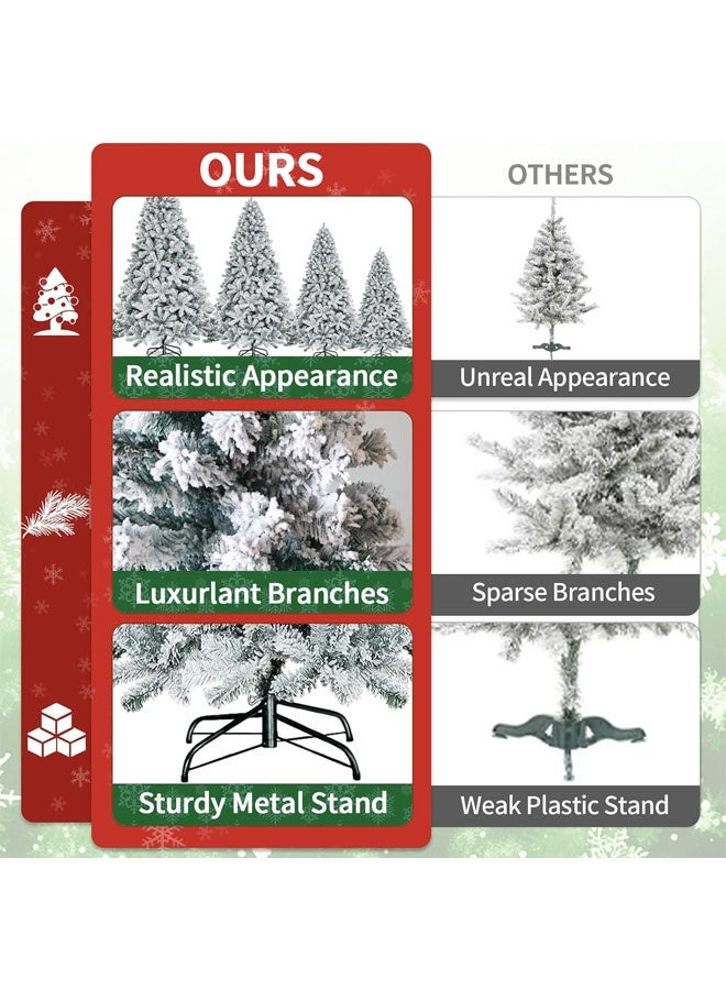 Beauenty 8FT Snow Flocked Christmas Tree,White Christmas Tree with 1600 Branch Tips,Snowy Holiday Xmas Tree Quick Assembly,Metal Hinges & Foldable Base Suitable for Home and Office Christmas Decorations - Image 4