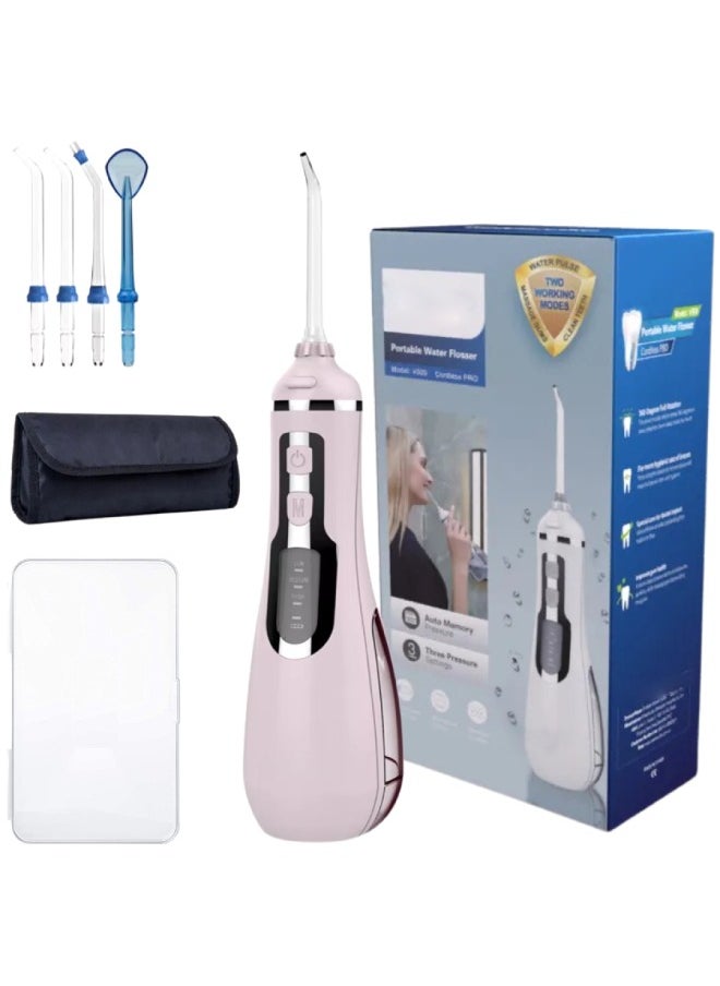 NIKITA.VIVI 200ml Tank Cordless Water Flosser 3 Modes Dental Oral Irrigator Portable and Rechargeable IPX7 Waterproof Water Flossing for Teeth Cleaning Electric Dental Water Flosser Teeth Cleaner Pink  - Image 1