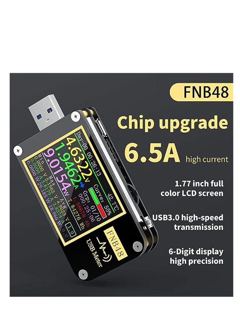 SYOSI USB Voltage Meter Tester, FNB48 PD Trigger Voltmeter, USB 3.0 Voltage and Current Tester DC 4-24V 6.5A USB C Multimeter PPS Fast Charging Protocol Capacity Tester QC2.0 3.0  - Image 5
