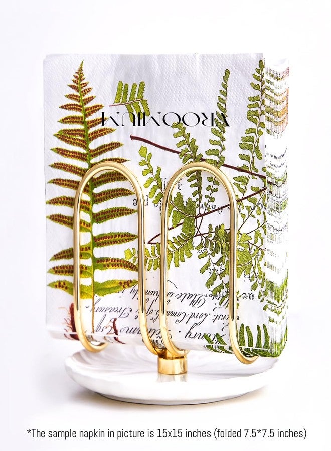 VROOMIUM Napkin Holder for Table, Ceramic Base Effortless Cleaning, 1 lb Weight, Gold Napkin Holders for Paper Napkins, Servilleteros para Mesas - Image 4
