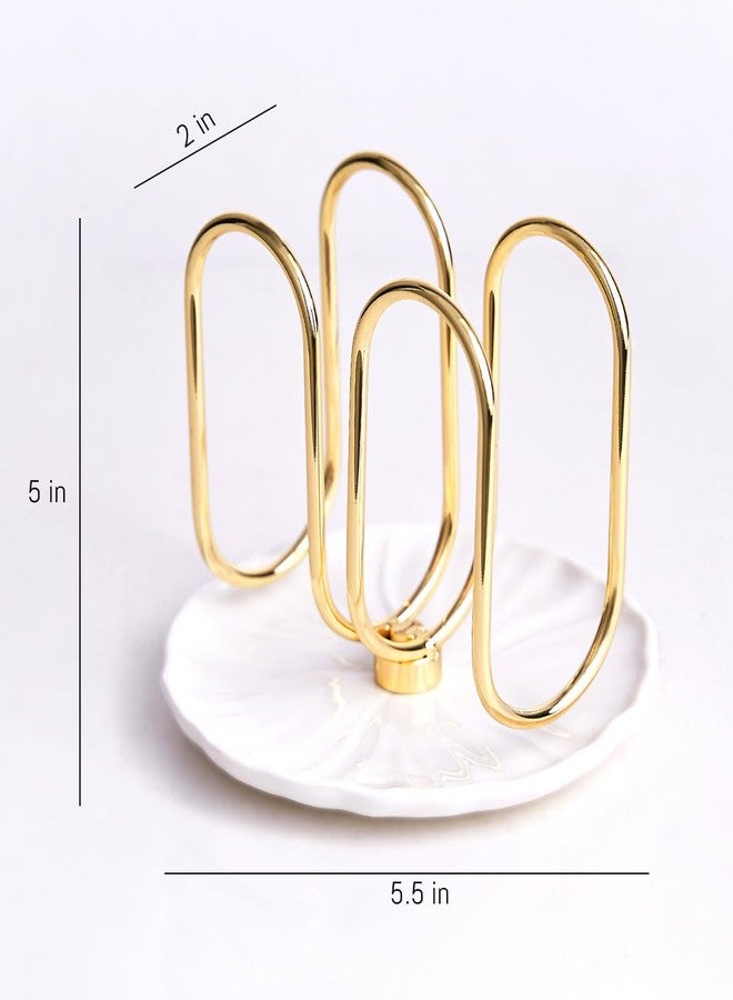 VROOMIUM Napkin Holder for Table, Ceramic Base Effortless Cleaning, 1 lb Weight, Gold Napkin Holders for Paper Napkins, Servilleteros para Mesas - Image 3