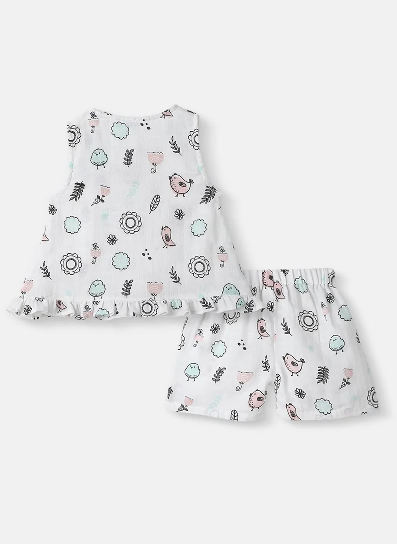 Nautinati Nautinati Infant Boys' Patterened Muslin Cotton Clothing Set of Top and Shorts
