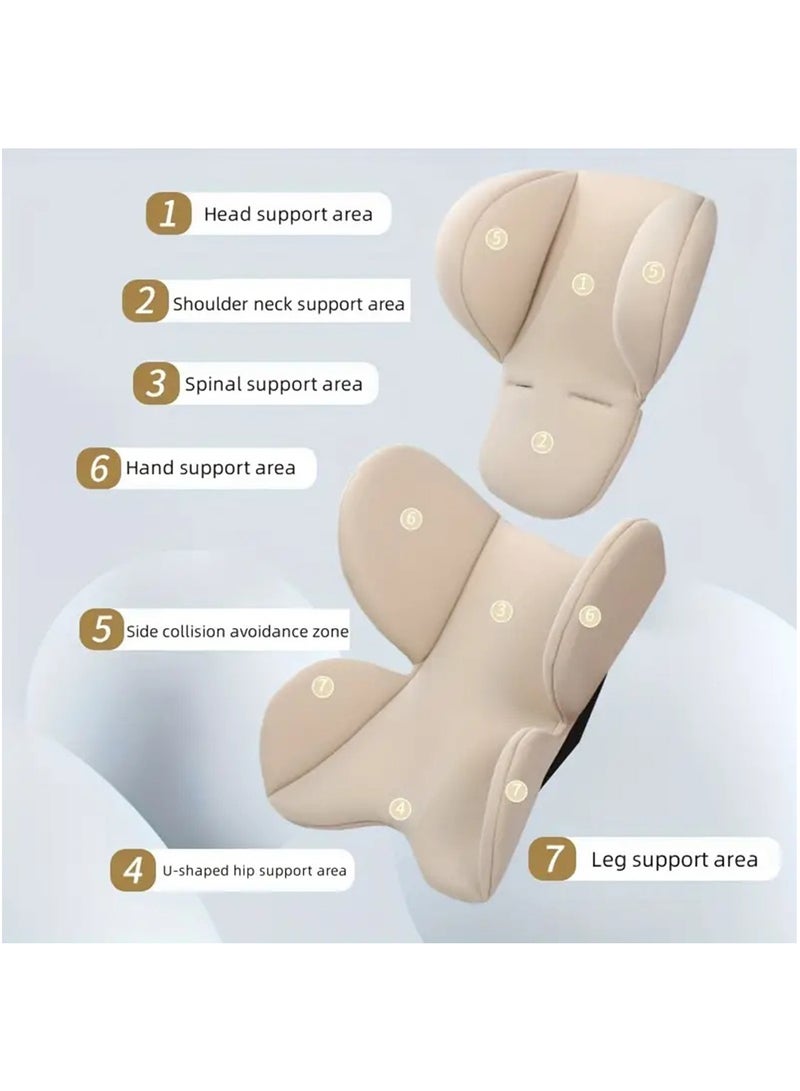Hihonor Newborns Car Seat Cushion Insert | Newborns Car Seat Insert Pad | Carseat Head & Body Support | Head Neck Seat Insert Pad, Extra Soft Car Seat Insert Cushion Pad, Beige - Image 2