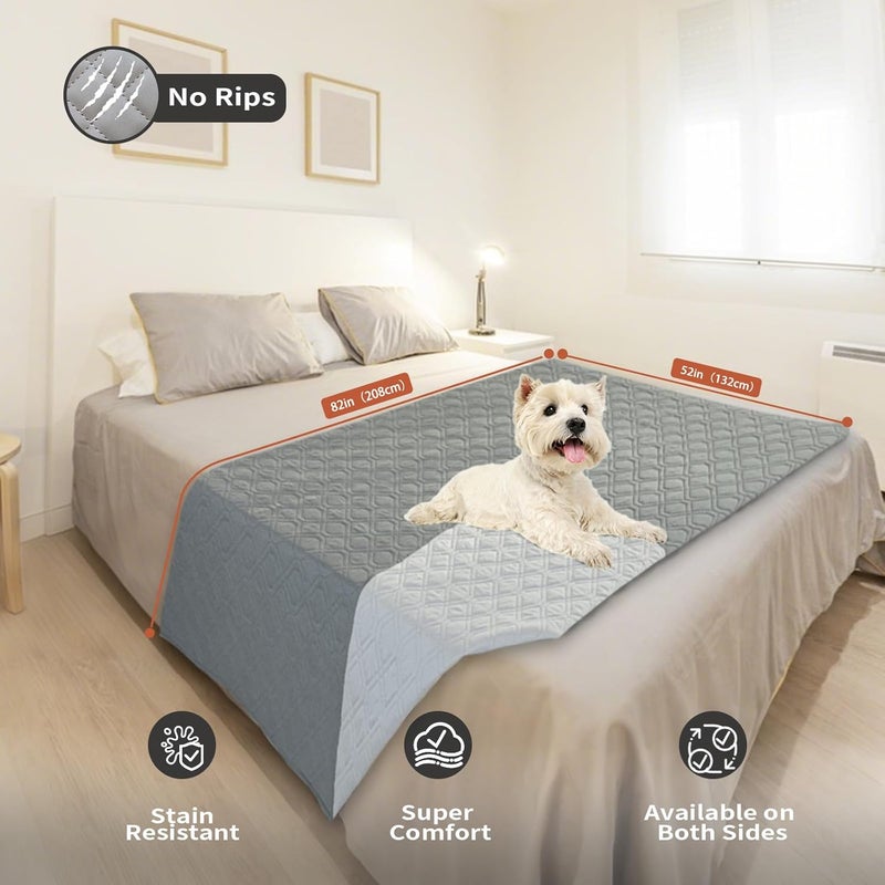 WVacFre غطاء سرير كلب مزدوج الجوانب مقاوم للماء 132x208 سم، بطانية حيوان أليف مع ظهر مضاد للانزلاق للأثاث، سرير، أريكة، قابل للعكس - Image 2