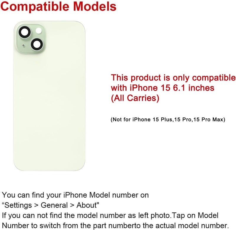 Perzework استبدال الزجاج الخلفي لجهاز آيفون 15 بحجم 6.1 بوصة + لوحة مثبتة مسبقًا وإطار كاميرا وعدسة + مجموعة أدوات إصلاح (أخضر) - Image 2