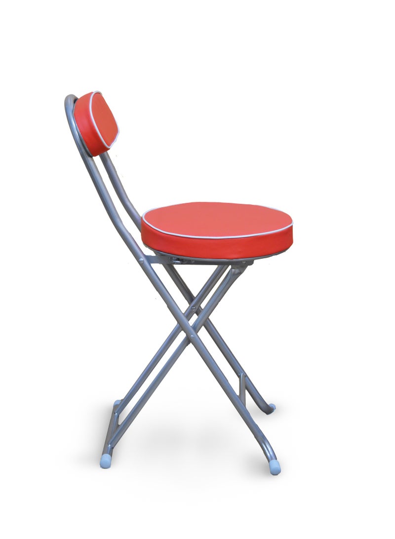 BRIGHT HOME Folding Stools Chair Mini Collapsible Chair Simple Bar Chair Dining Chair Portable Mini Stool Sturdy and Comfortable Folding Chair for Travel,  Garden, Camping(Red) - Image 1