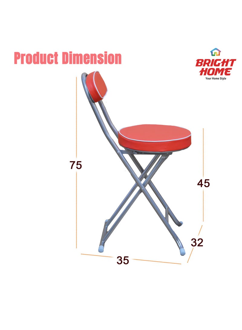 BRIGHT HOME Folding Stools Chair Mini Collapsible Chair Simple Bar Chair Dining Chair Portable Mini Stool Sturdy and Comfortable Folding Chair for Travel,  Garden, Camping(Red) - Image 2