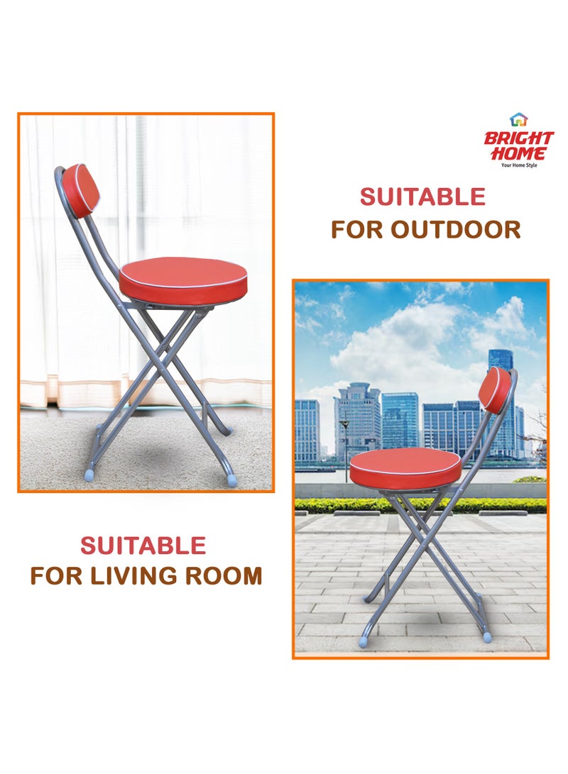 BRIGHT HOME Folding Stools Chair Mini Collapsible Chair Simple Bar Chair Dining Chair Portable Mini Stool Sturdy and Comfortable Folding Chair for Travel,  Garden, Camping(Red) - Image 4