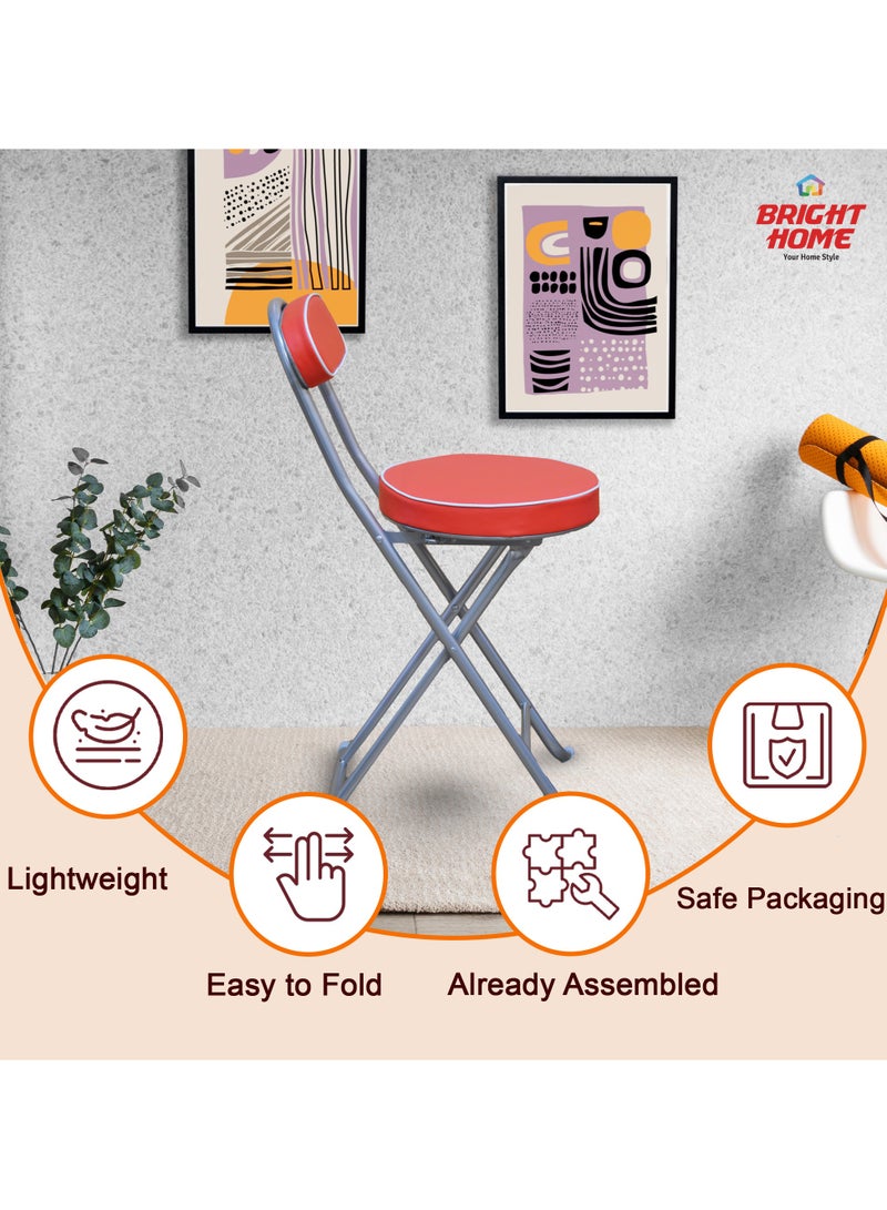 BRIGHT HOME Folding Stools Chair Mini Collapsible Chair Simple Bar Chair Dining Chair Portable Mini Stool Sturdy and Comfortable Folding Chair for Travel,  Garden, Camping(Red) - Image 5