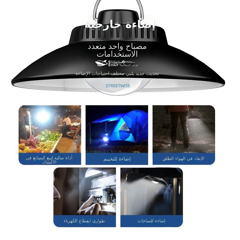 القرش المبتسم مصباح التخييم الخارجي من سمايلينغ شارك - مصباح طوارئ بطارية قابلة لإعادة الشحن للإضاءة المحيطة في الأسواق الليلية - Image 3