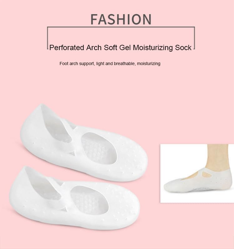 ZIVIK Moisturizing Silicone Gel Socks with Arch Support, Heel Cup with Breathable Holes for Heel Pain Relief, Plantar Fasciitis, Arch Support for Flat Feet, Shock Absorption Cushion Ankle Pad For Men and Women(Free Size) - Image 4