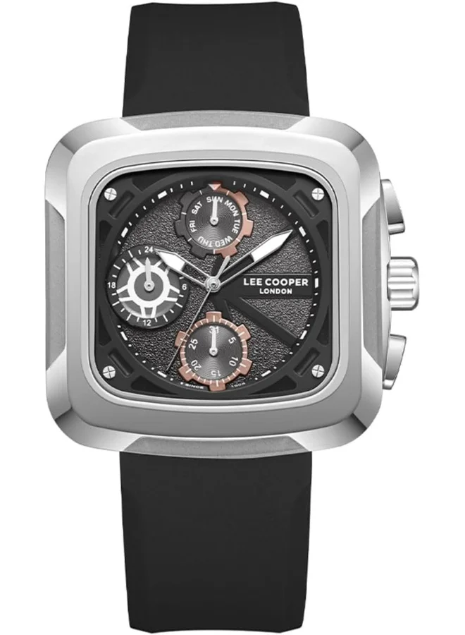 Lee Cooper Lee Cooper Men's Watch, Multi Function Display and Silicone Strap - LC08012.361, Black