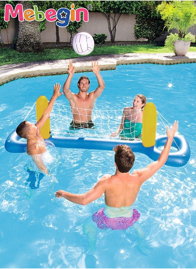MEBEGIN 244*64cm Volleyball Net Set with a Ball, Inflatable Pool Float Set, Inflatable Water Games, Pool Floating Toys, Summer Swimming Floaties, Convenient to Store or Bring Along for Vacations and Pool-hopping Adventures  - Image 1