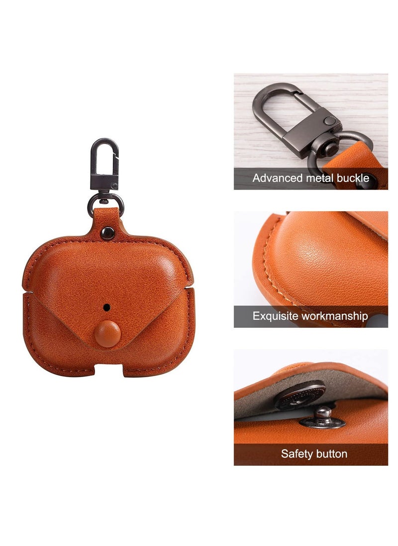 Generic Airpods Pro 2 Case with Keychain, Genuine Leather Protective Shockproof Scratch Resistant Soft Silicone Cover for Airpods Pro 2rd ,Front LED Visible - Brown  - Image 2