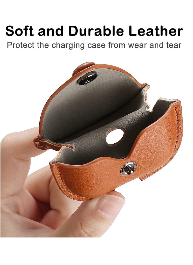 Generic Airpods Pro 2 Case with Keychain, Genuine Leather Protective Shockproof Scratch Resistant Soft Silicone Cover for Airpods Pro 2rd ,Front LED Visible - Brown  - Image 3