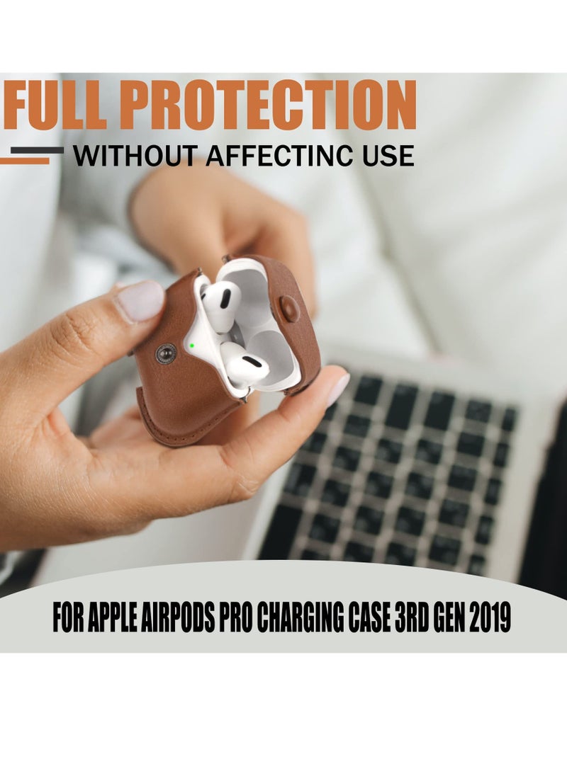 Generic Airpods Pro 2 Case with Keychain, Genuine Leather Protective Shockproof Scratch Resistant Soft Silicone Cover for Airpods Pro 2rd ,Front LED Visible - Brown  - Image 4