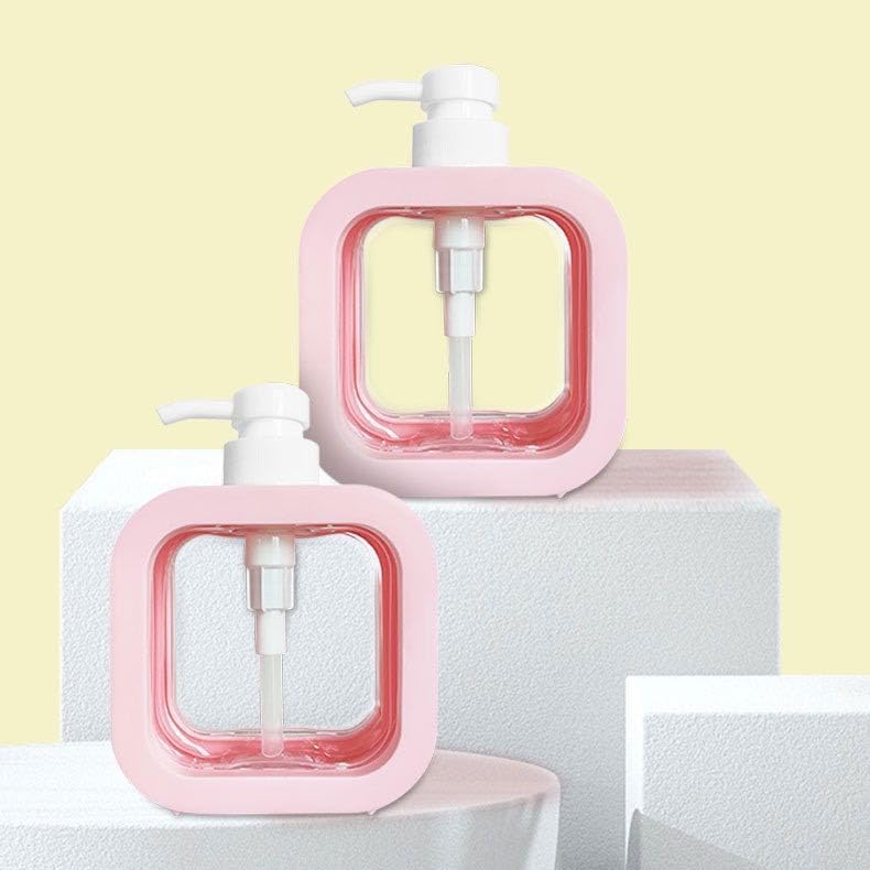 HENIRAG Hand Soap Dispenser for Bathroom 10oz Transparent Soap Pump Dispenser Small Plastic Combo Pink Black Soap Dispenser for Shower Gel Shampoo Dispenser with 8 Labels Pack2 - Image 2