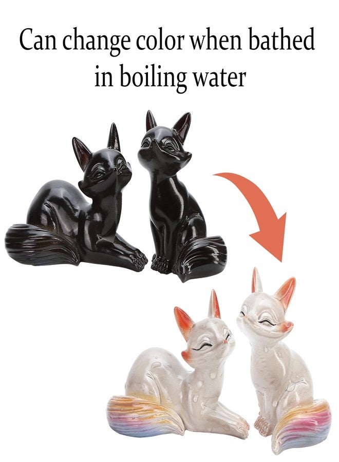 BuleVina 2PCS Color Changing Tea Pet Set, Handcrafted Resin Feng Shui Kungfu Lucky Tea Decoration Ornament for Gongfu Teahouse Teatable - Image 3