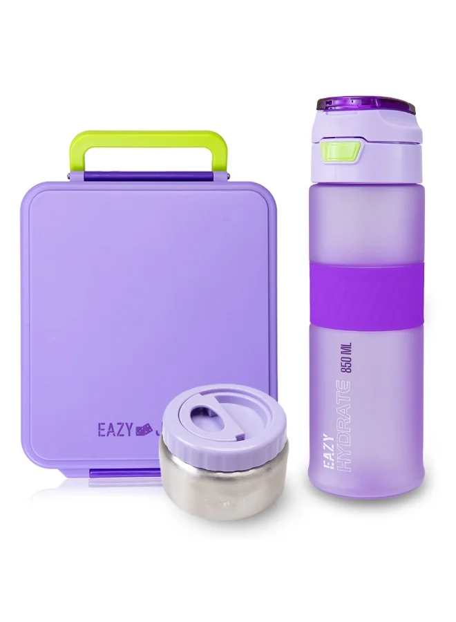 Eazy Kids Eazy Kids Jumbo Bento Lunch Box w/ Tritan Water Bottle 850ml – Purple