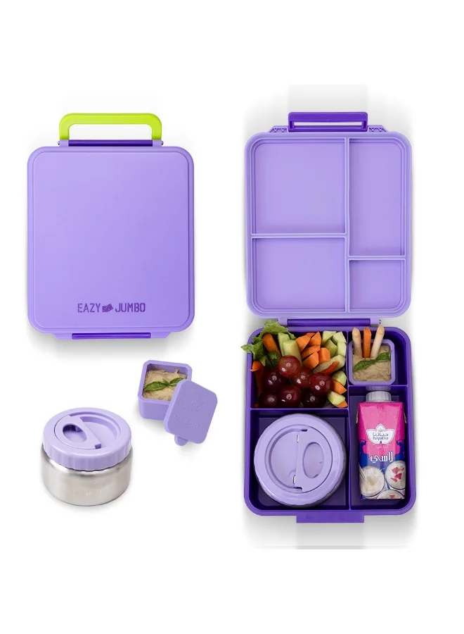 Eazy Kids Eazy Kids Jumbo Bento Lunch Box w/ Tritan Water Bottle 850ml – Purple